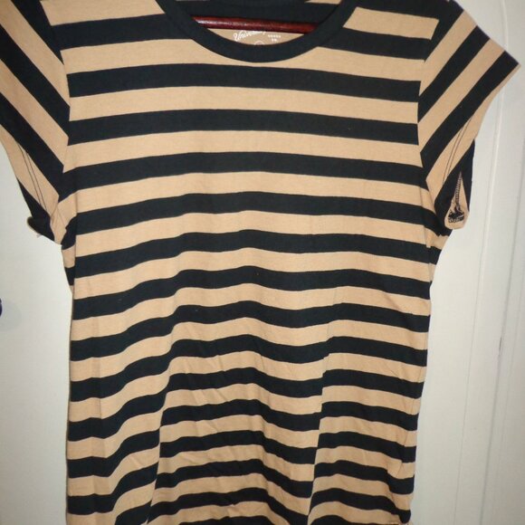 NWOT Universal Thread Striped T-Shirt M Cap Sleeves Black/Tan - Picture 5 of 12
